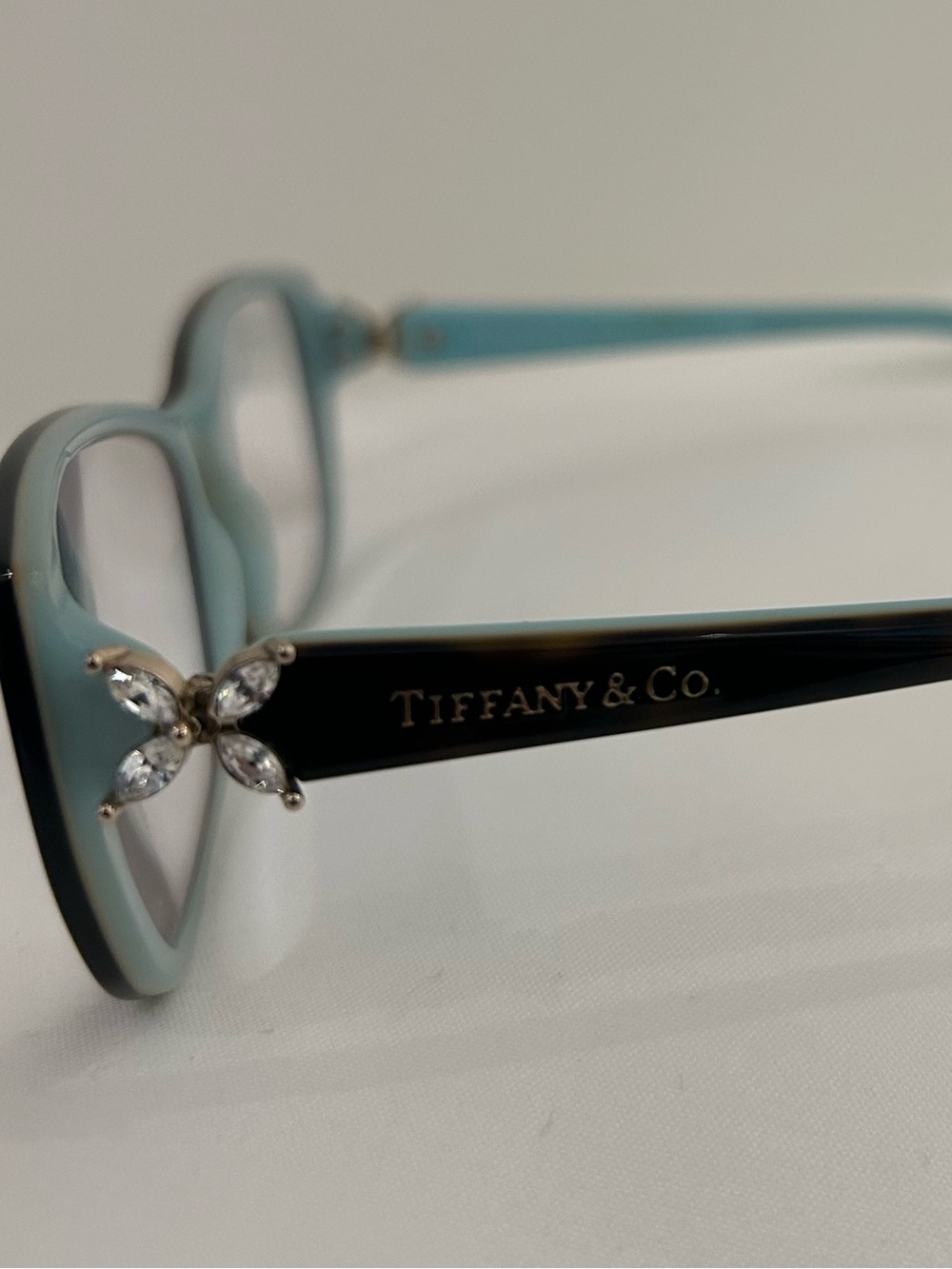 Tiffany & Co. Two-Tone Blue Cat-Eye Sunglass Frames with Crystal Accent